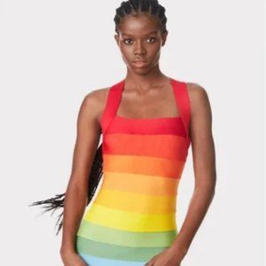 RAINBOW MINI DRESS BANDAGE HERVE LEGER PARIS M